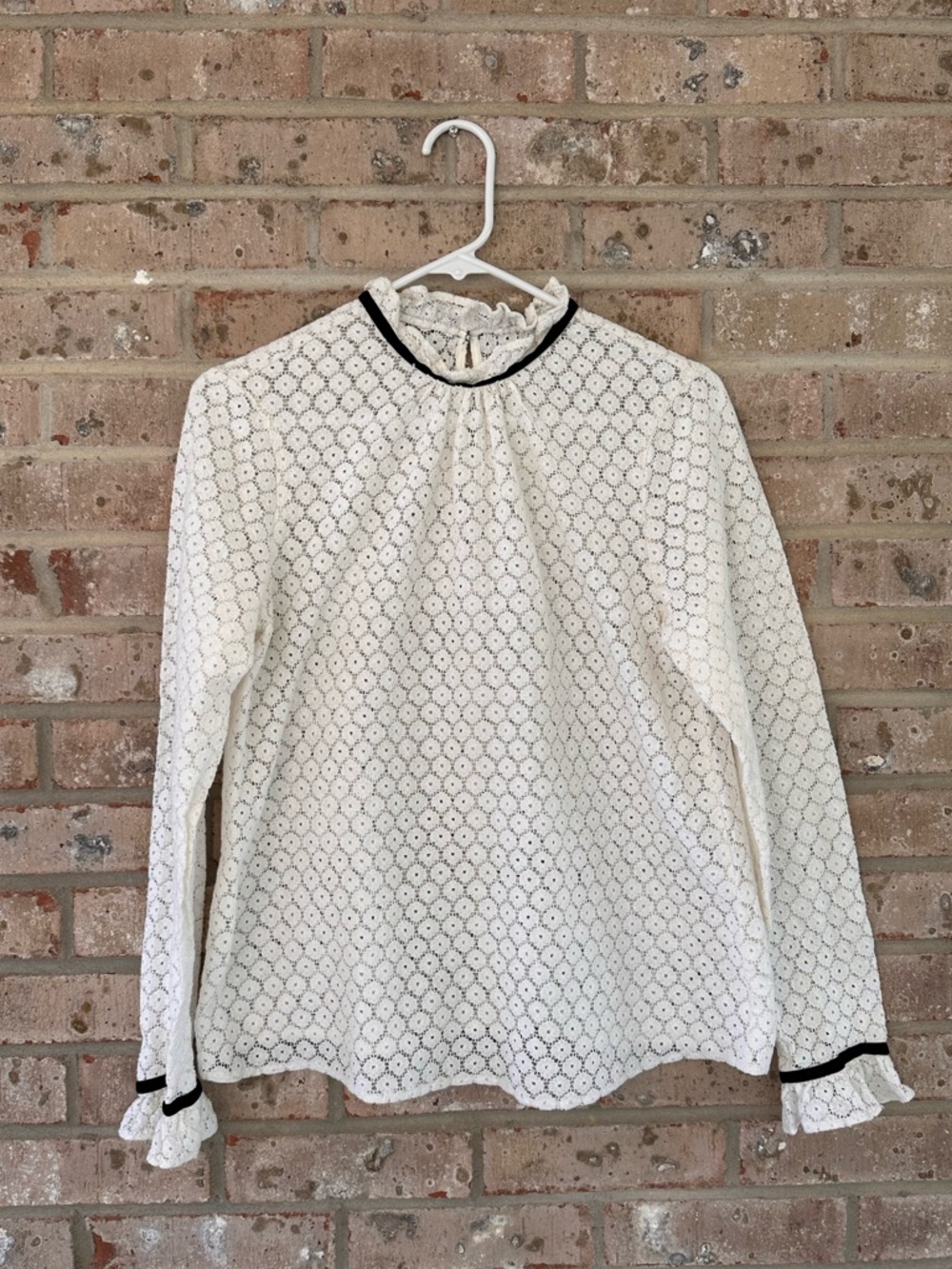 GAP Lace Ruffle High-Neck Cottagecore Blouse